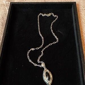 Tacori Silver and 18k gold Necklace with Dark Pendant